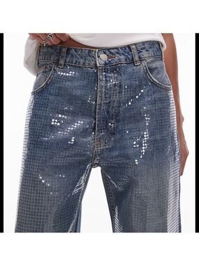 ALMOST FAMOUS EMBELLISHED (front only) Denim Mid Rise Bootcut Jeans sz 1 NWT